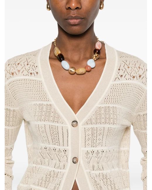ERMANNO FIRENZE White V-Neck Button Cardigan