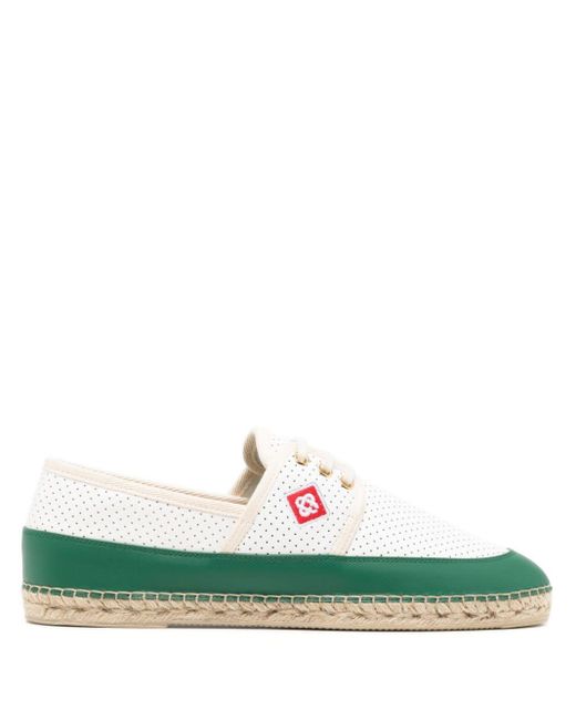 Casablancabrand Green Perforated Leather Espadrilles for men
