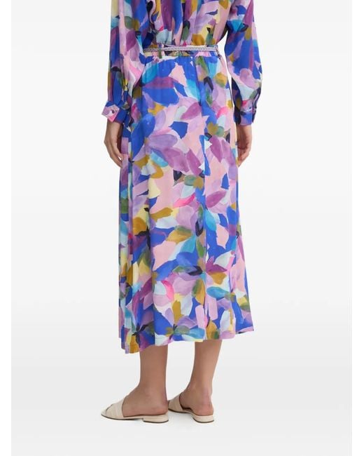 La Petite Francaise Blue Jana Floral-Print Midi Skirt