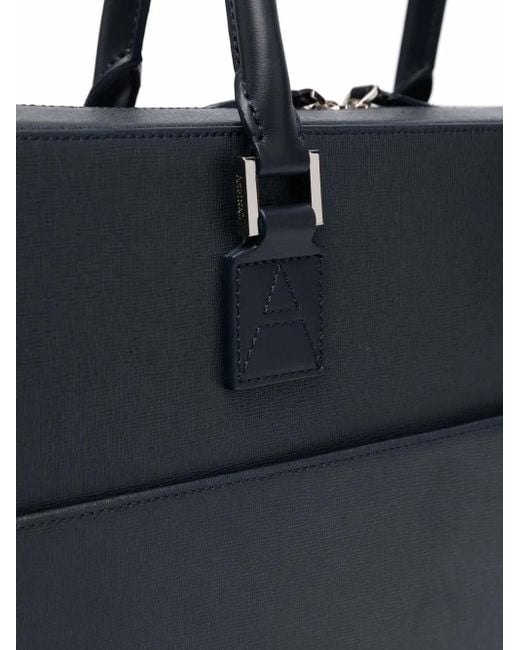 Aspinal Blue Mount Street Laptop Briefcase for men