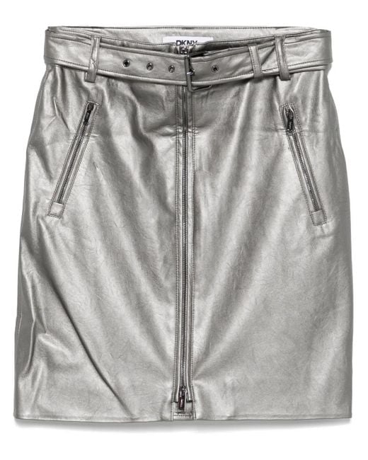 DKNY Gray Belted Mini Skirt