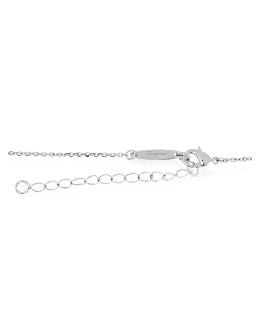Ferragamo White Collier Gancini À Ornements En Cristal