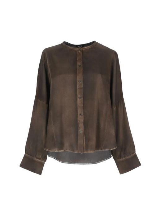 Avant Toi Brown Mandarin-Collar Shirt