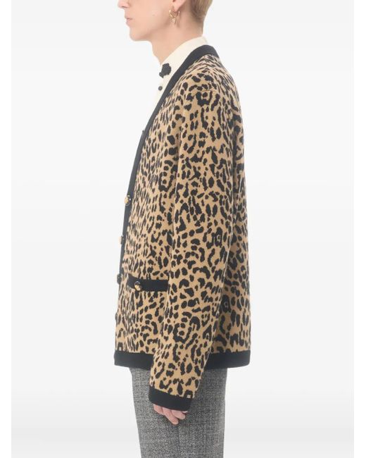 Valentino Garavani Natural Animal-Print Jacquard Cardigan for men