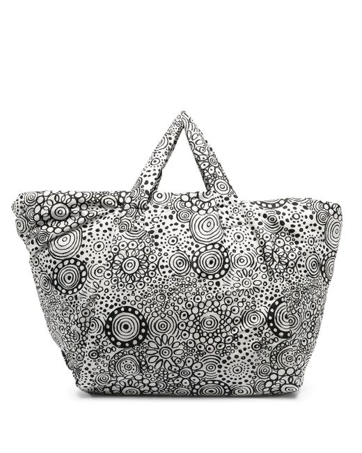 10 Corso Como Gray Doodle-Graphic Print Padded Tote