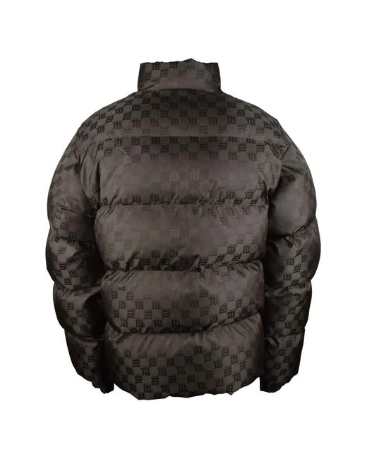 M I S B H V Gray Monogram-Pattern Quilted Down Jacket for men