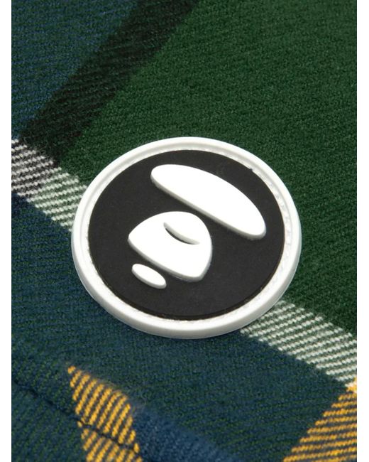 Aape By A Bathing Ape Green Plaid Logo-Patch Shirt for men