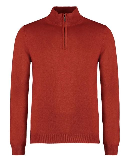 Moorer Red Half-Zip Sweater for men