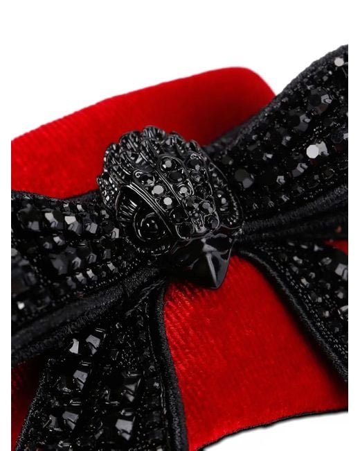 Kurt Geiger Red Kensington Bow-embellished Velvet Sandals