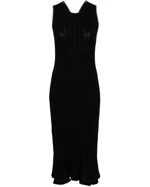 Paul Smith Black Stripe-trim Ribbed Maxi Dress