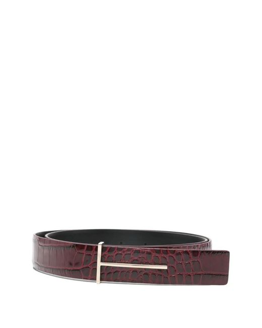 Tom Ford White Embossed-Leather Belt