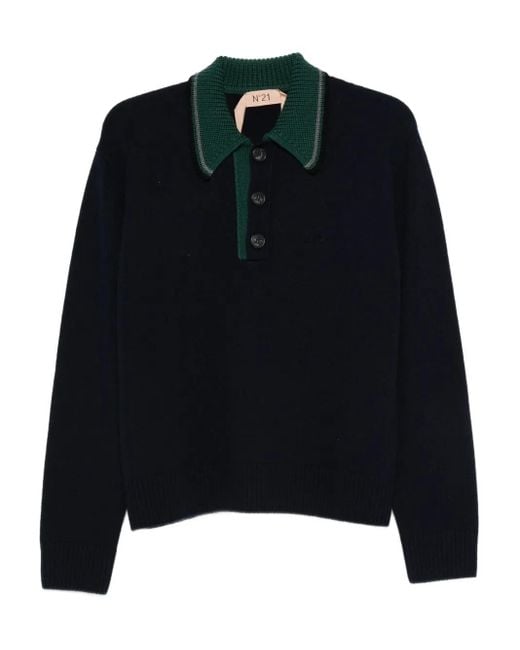 N°21 Black Buttoned Polo Top