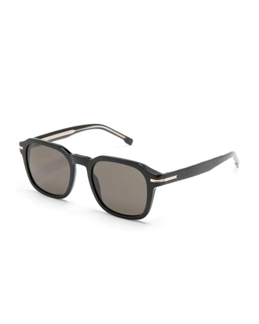 Boss Gray Square-Frame Sunglasses for men