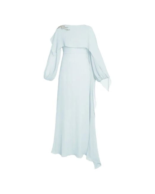 Erdem Long-Sleeve Embellished Maxi Dress in White | Lyst