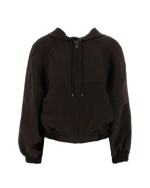 Magda Butrym Black Zip-Up Drawstring Hoodie