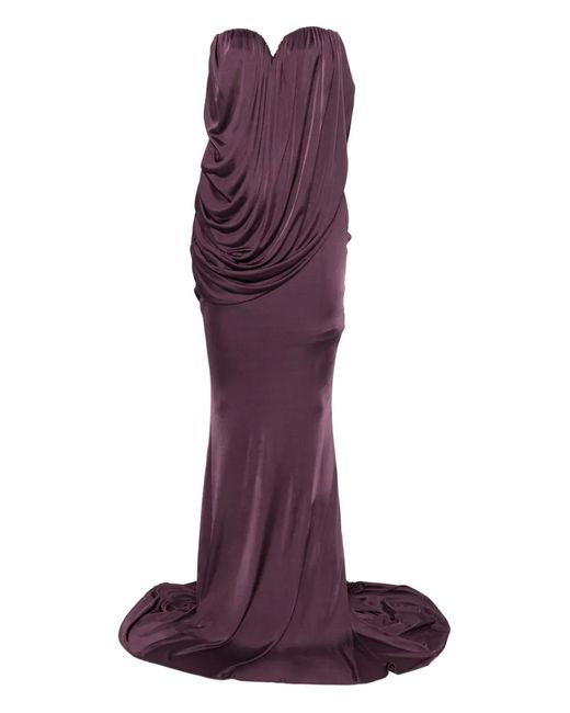 GIUSEPPE DI MORABITO Purple Draped Strapless Dress
