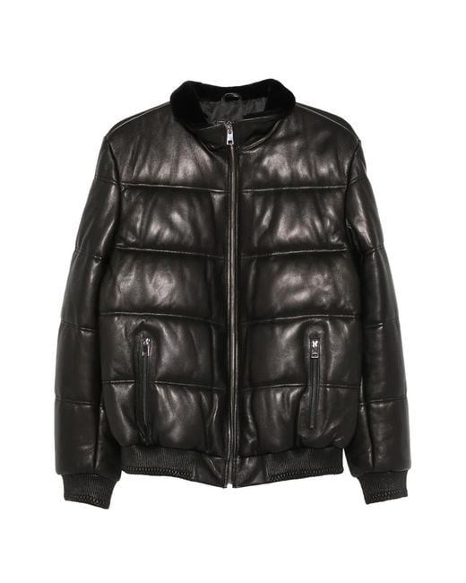 SERGIO MORETTI FIRENZE Black Quilted Leather Jacket for men