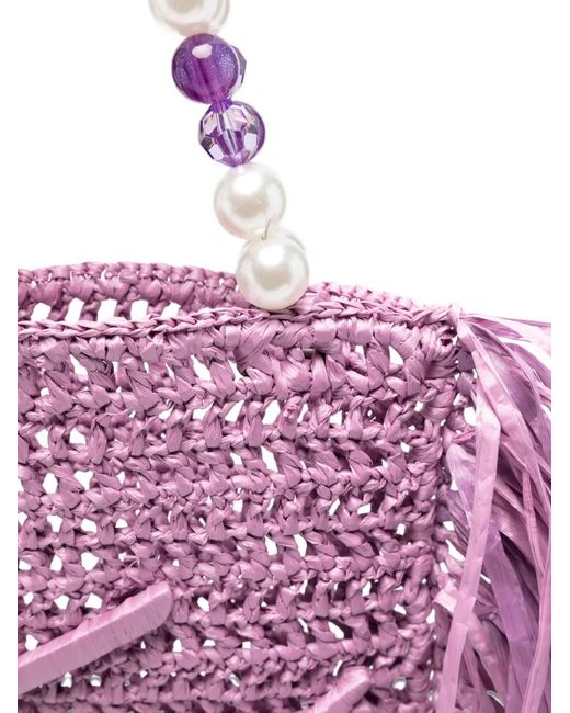 Kurt Geiger Purple Mini Kurt Fringe-Trimmed Tote Bag
