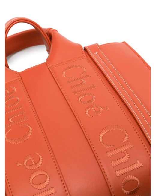 Chloé Orange Woody Small Leather Tote