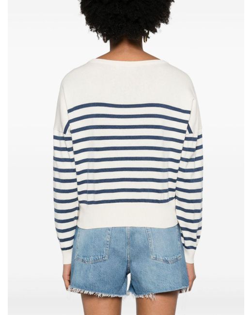 Ralph Lauren Blue Hainvette Striped Cotton Jumper