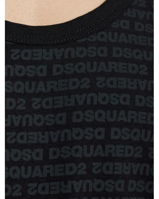 DSquared² Black Logo-Print Tank Top for men