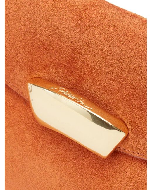 3.1 Phillip Lim Suède Clutch Met Gewelfde Omslag in het Orange