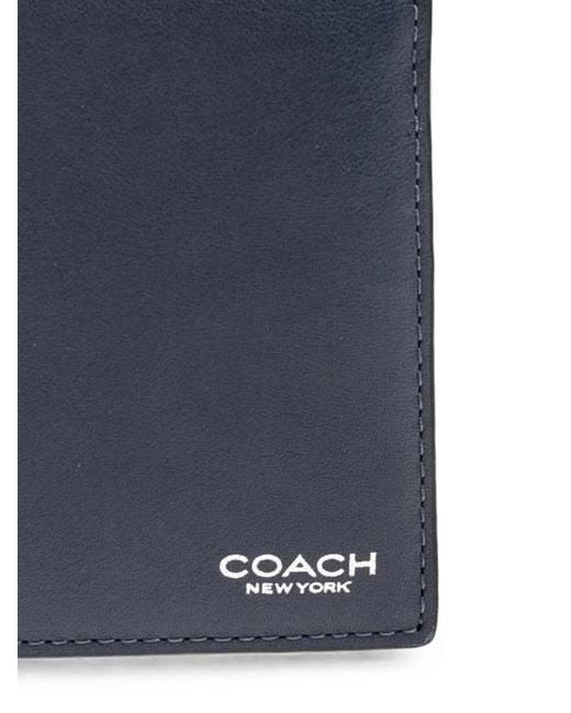 COACH Blue Logo-Print Leather Wallet for men