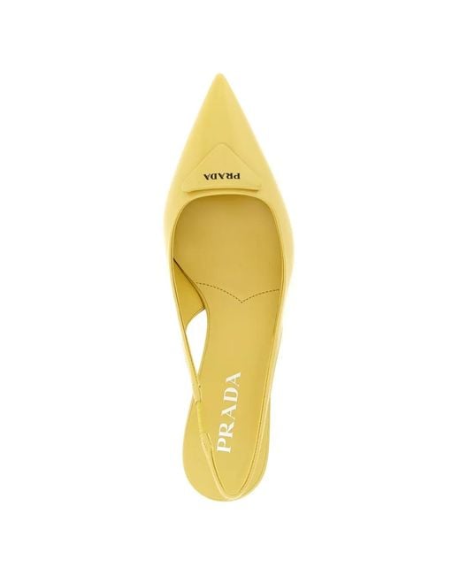 Prada Metallic Triangle-Logo Leather Pumps