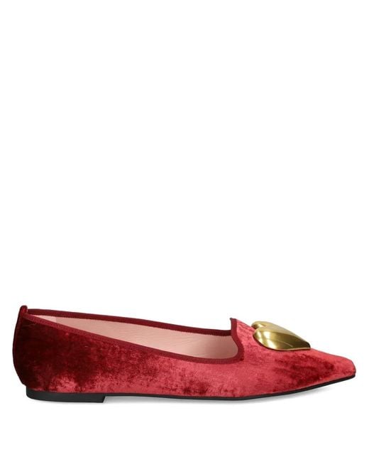 Pretty Ballerinas Red Ella Heart-Embellished Ballet Flats
