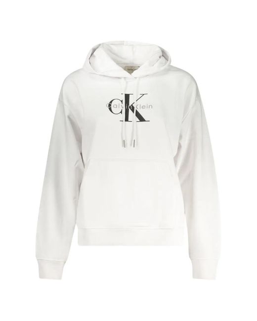 Calvin Klein White Core Logo-Print Hoodie