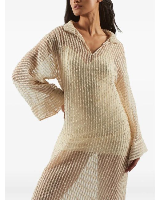 ‎Taller Marmo Natural Sestri Collared Midi Dress