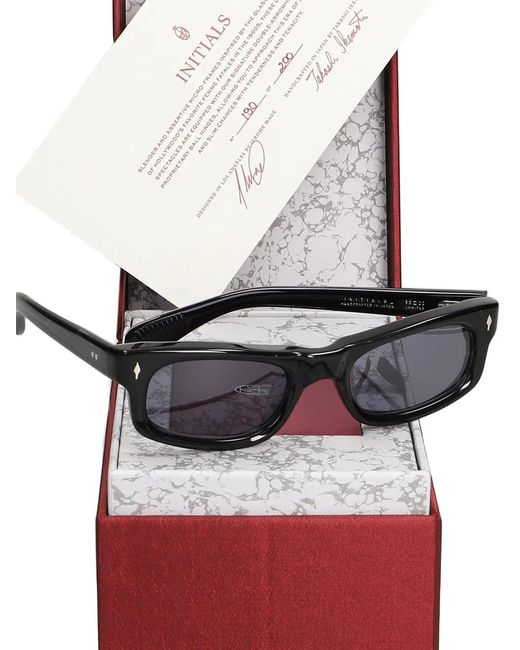 Jacques Marie Mage Black Initials Rectangle-Frame Sunglasses