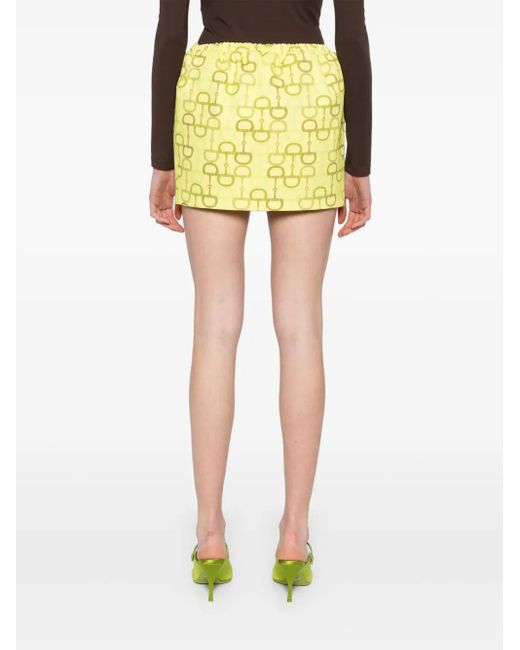 Gucci Yellow Printed Cotton Mini Skirt