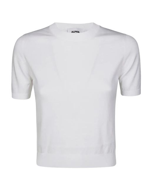 Alpha Studio White T-Shirt Aus Baumwolle
