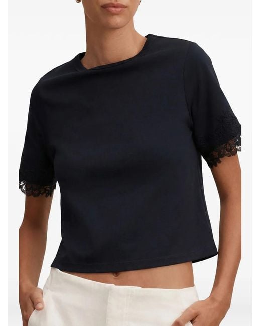 EVER NEW Black Lace-Trim Rosemary T-Shirt