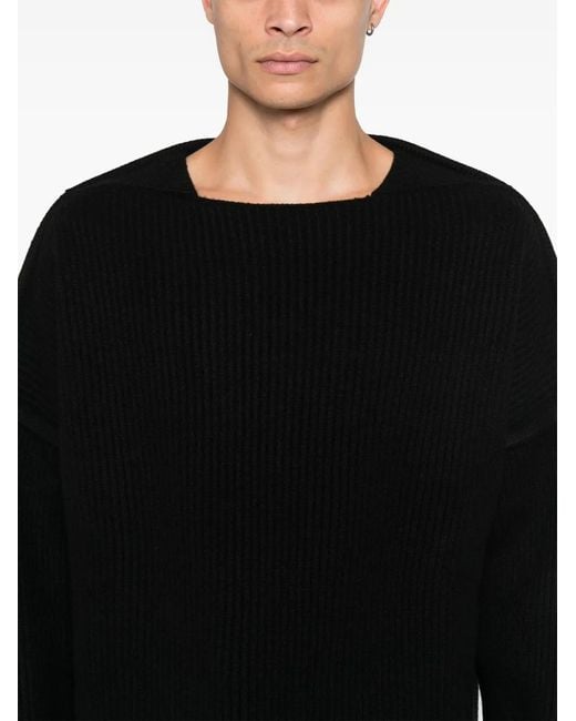 Jil Sander Black "Oversized Ribbed Wool Pul for men