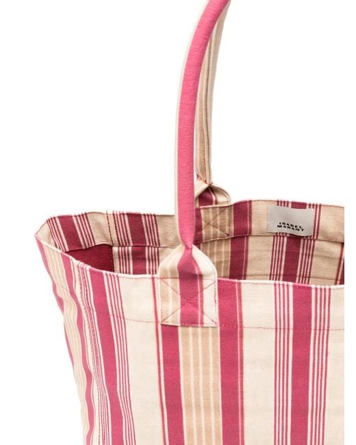 Isabel Marant Pink Yenky Striped Logo Patch Tote Bag