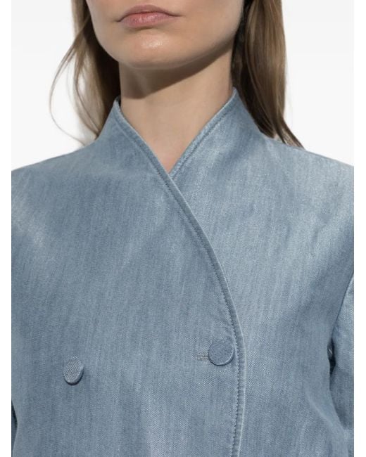 Emporio Armani Blue Double-Breasted Blazer
