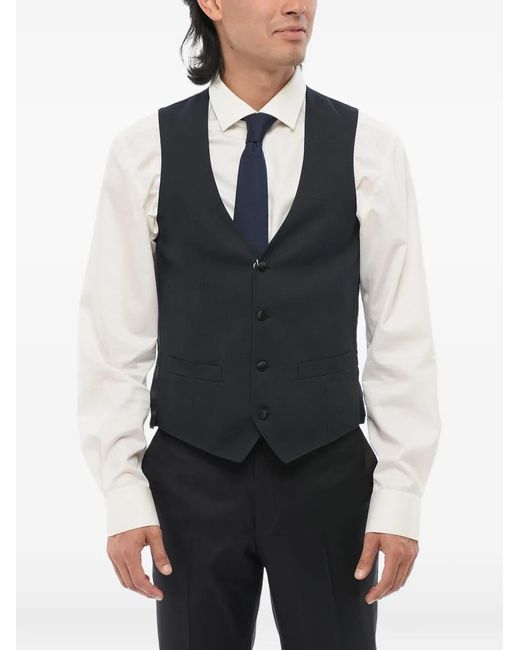 Corneliani Blue Silk Four-Button Waistcoat for men