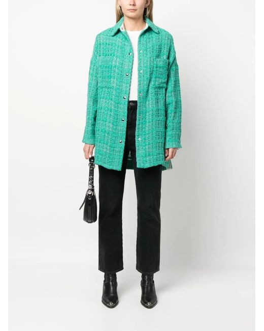 IRO Blue Single-Breasted Knitted Coat