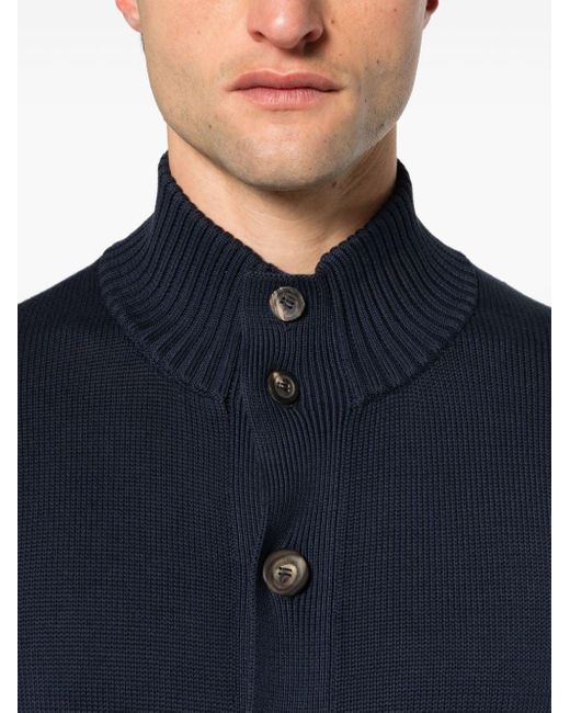 Malo Blue Button-up Cotton Cardigan for men