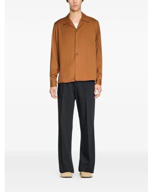 Sandro Brown Flowy Shirt for men