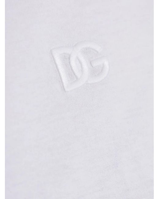 Dolce & Gabbana White Dg Embroidered T-Shirt