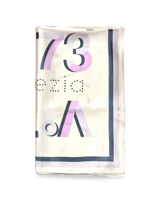 V73 Blue Logo-Print Square Scarf