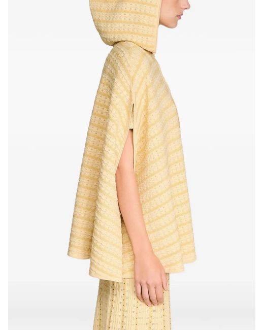 Sandro Natural Rhinestone Knit Cape