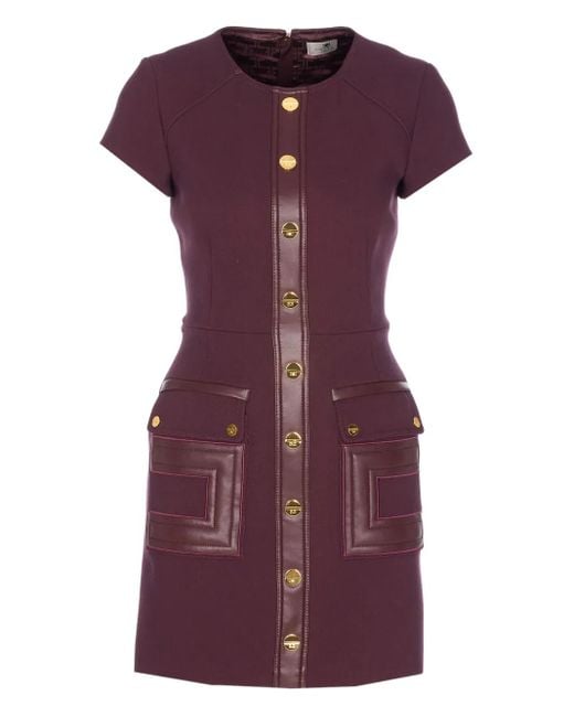 Elisabetta Franchi Purple Krepp-Minikleid im Layering-Look