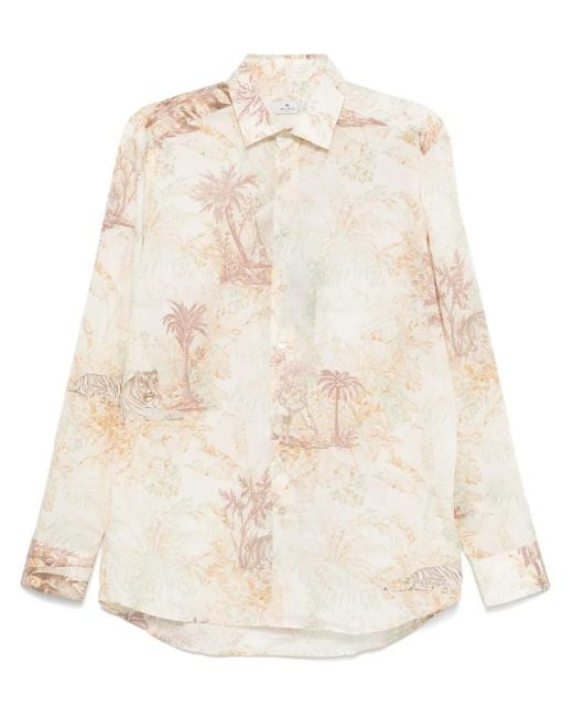 Etro Overhemd Met Bloemenprint in het Natural voor heren