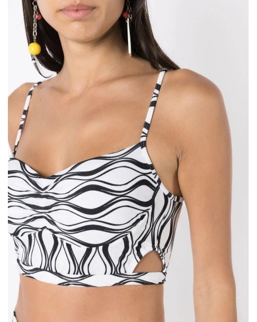 Amir Slama Metallic Wave-Print Crop Top