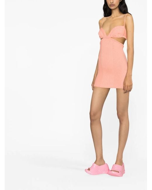 Off-White c/o Virgil Abloh Pink Robe Courte En Maille À Design Nervuré