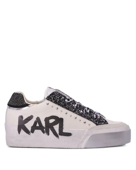 Karl Lagerfeld Natural Skool Max Karl Graffiti Leather Trainers